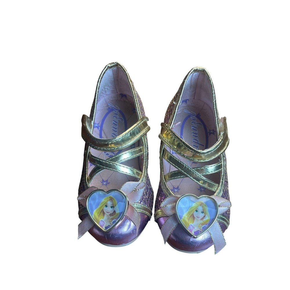 Disney Collection Rapunzel Princess Purple Glitter Gold Dress Up Shoes Size 7/8